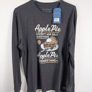 Life Is Good Shirt Crusher Tee Apple Pie Understands Long Sleeve Gray Men's XL
